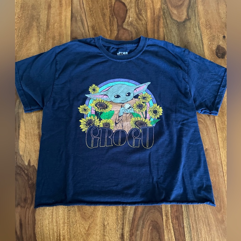 Disney Grogu Sunflower Rainbow Crop Tee